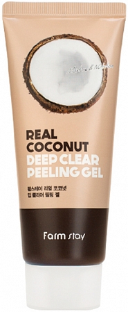 FarmStay~Пилинг-скатка с экстрактом кокоса для сухой кожи~Real Coconut Deep Clear Peeling Gel